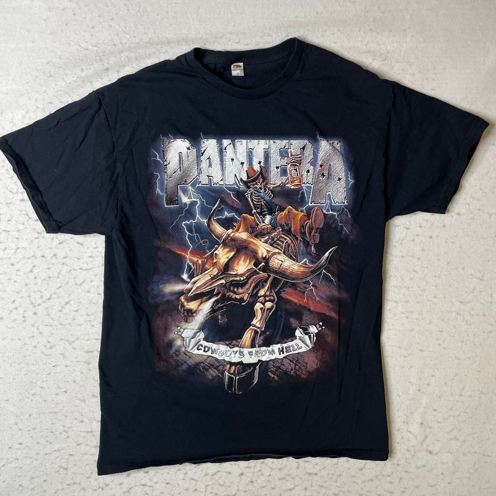 Pantera T Shirt Mens Medium Black Cowboys From Hell Graphic Band Tee Heavy Metal